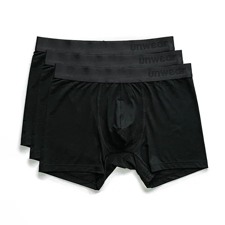 unwear onyx black boxer brief 3 pack lay flat with links to the product page