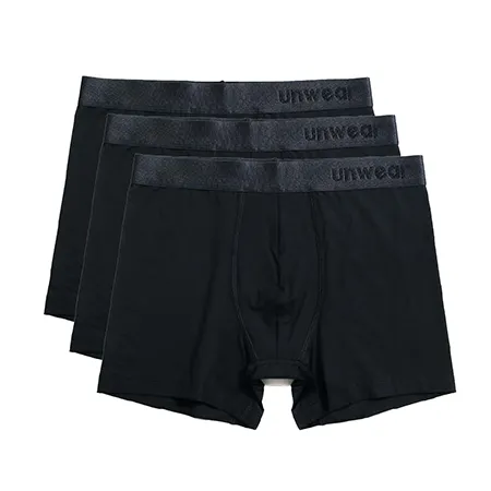 unwear onyx black boxer brief 3 pack lay flat with links to the product page