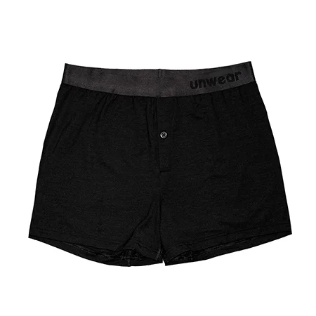 unwear onyx black boxer shorts lay flat catalog with links to the product page