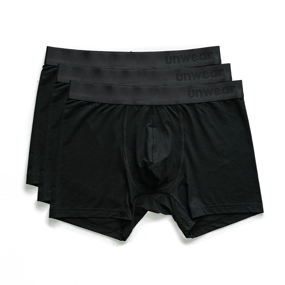 unwear onyx black boxer brief 3 pack lay flat catalog