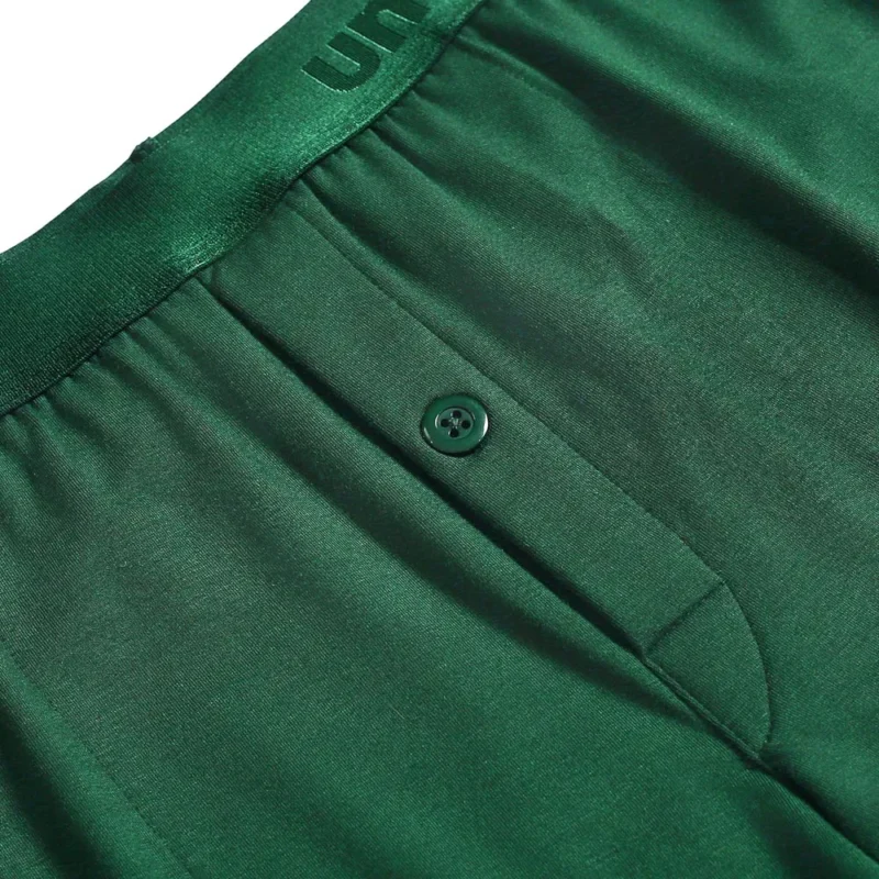 unwear noble green boxer shorts close up fly and button