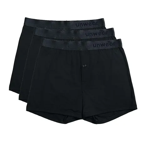 unwear onyx black boxer shorts 3 pack lay flat catalog with links to the product page