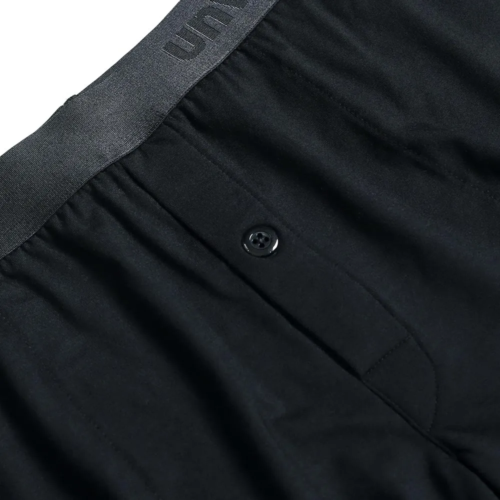 unwear onyx black boxer shorts close up fly and button